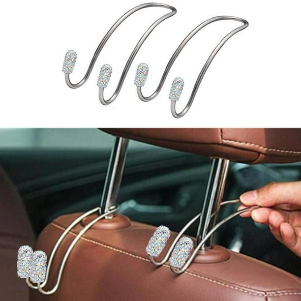Car Seat Hooks Bling Car Headrest Hanger Rhinestones Auto Car Purse Hooks for SUV Truck Vehicle 2Pcs Car Headrest Hooks 